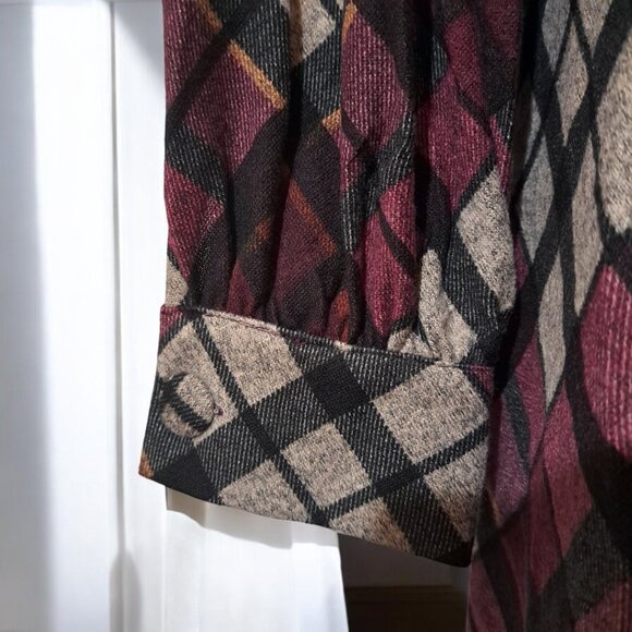 Jessica Howard Size XL 18 Long Sleeve Shift Dress  Purple / Eggplant Plaid - Picture 7 of 15